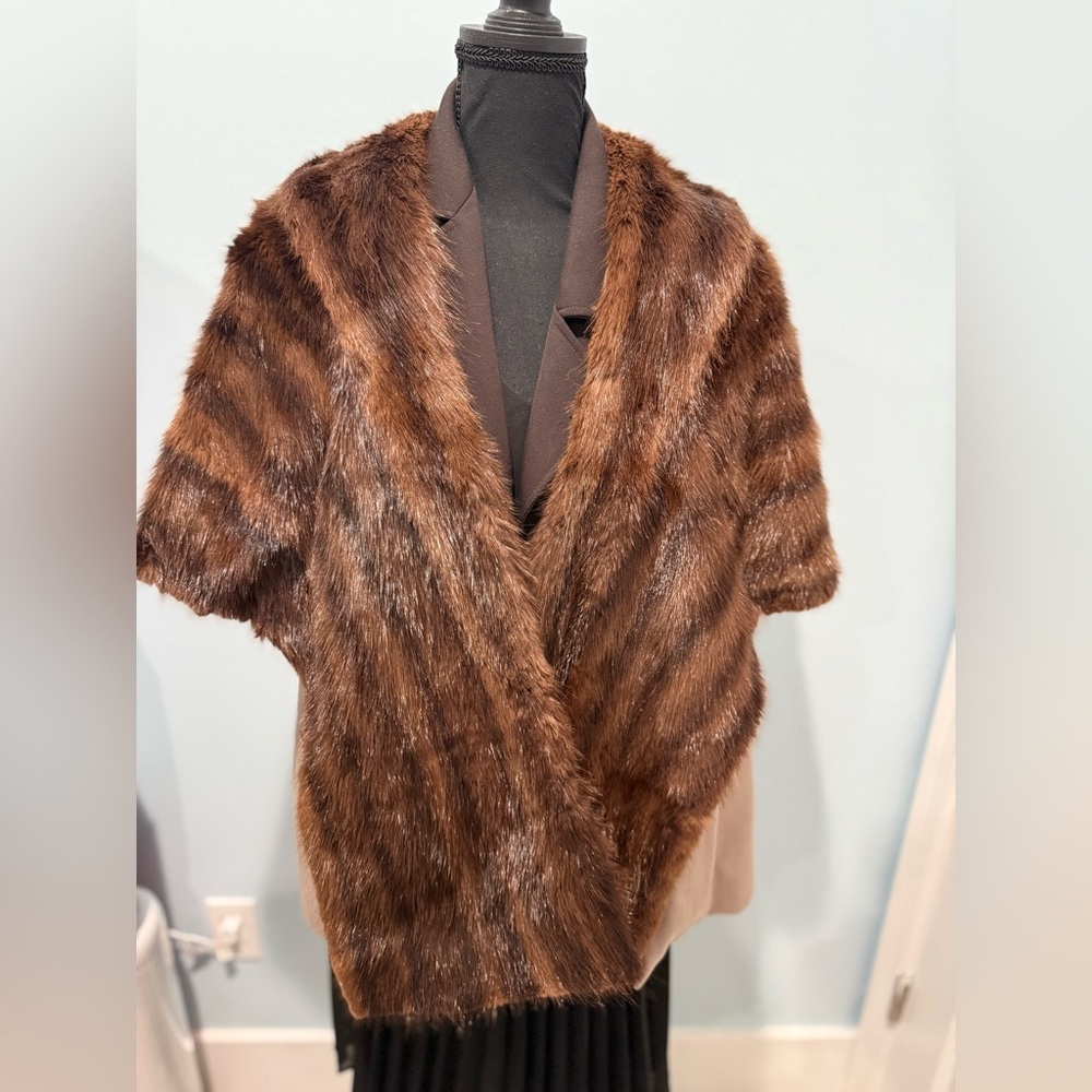 Elegant Brown Mink  Fur Women's Shawl